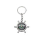 Nautical Alloy Compass Keychain with Ship Wheel Design