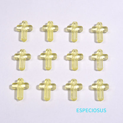 Transparent Cross Acrylic Beads 16mm Colored Glossy 100pcs 11