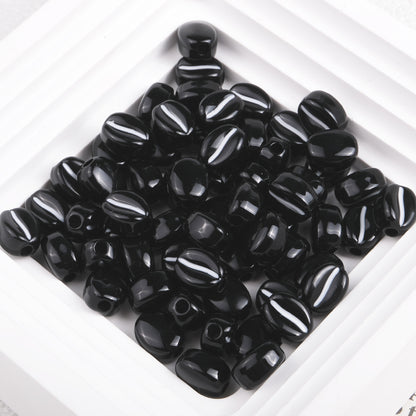 Macaron Colored Coffee Bean Acrylic Beads 9mm Glossy Finish 50pcs 12