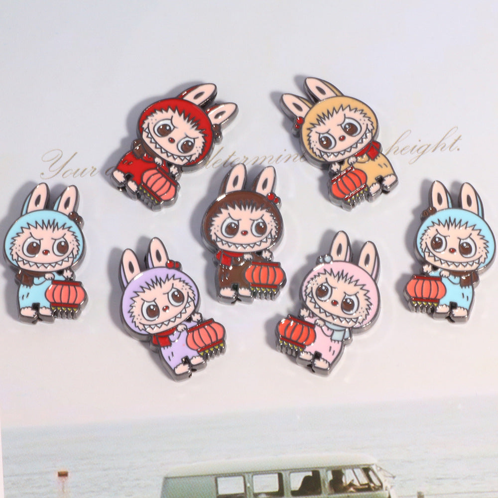 Lantern Metal Beads 24mm Colorful Enamel Bunny Holding 10pcs 4