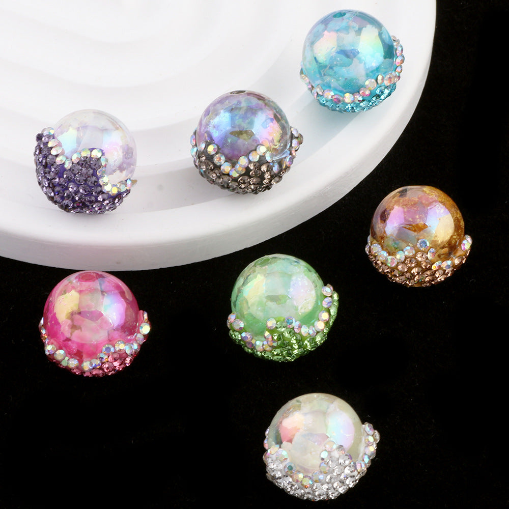 Embellished Bubblegum Beads 20mm Crown Claw Rhinestone Cloud Glossy 6pcs 2