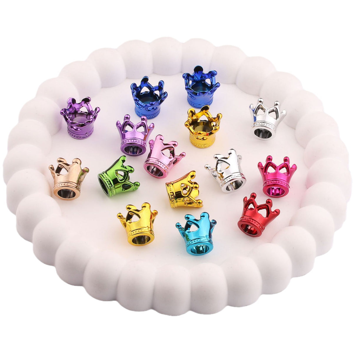 Plating Crown Acrylic Beads 15mm Colorful Mixed 100pcs 3