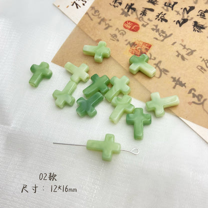 Antique Jade Green Tone Star and Bear Acrylic Beads Chunky Mixed Shapes 3