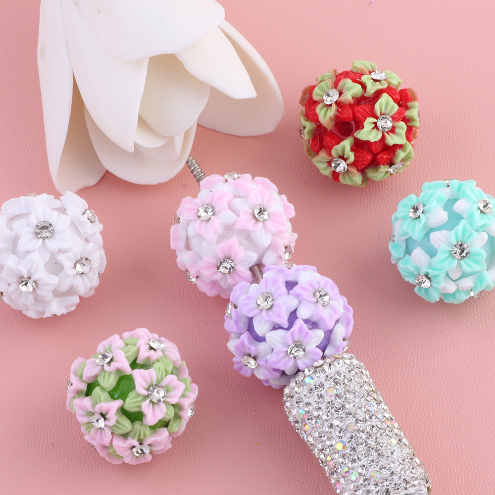Embellished Bubblegum Beads 22mm Gradient Six Petal Flower Cluster 5pcs 3