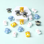 Silicone 3D Focal Beads Cat White Body Pink Paws Front and Back 4