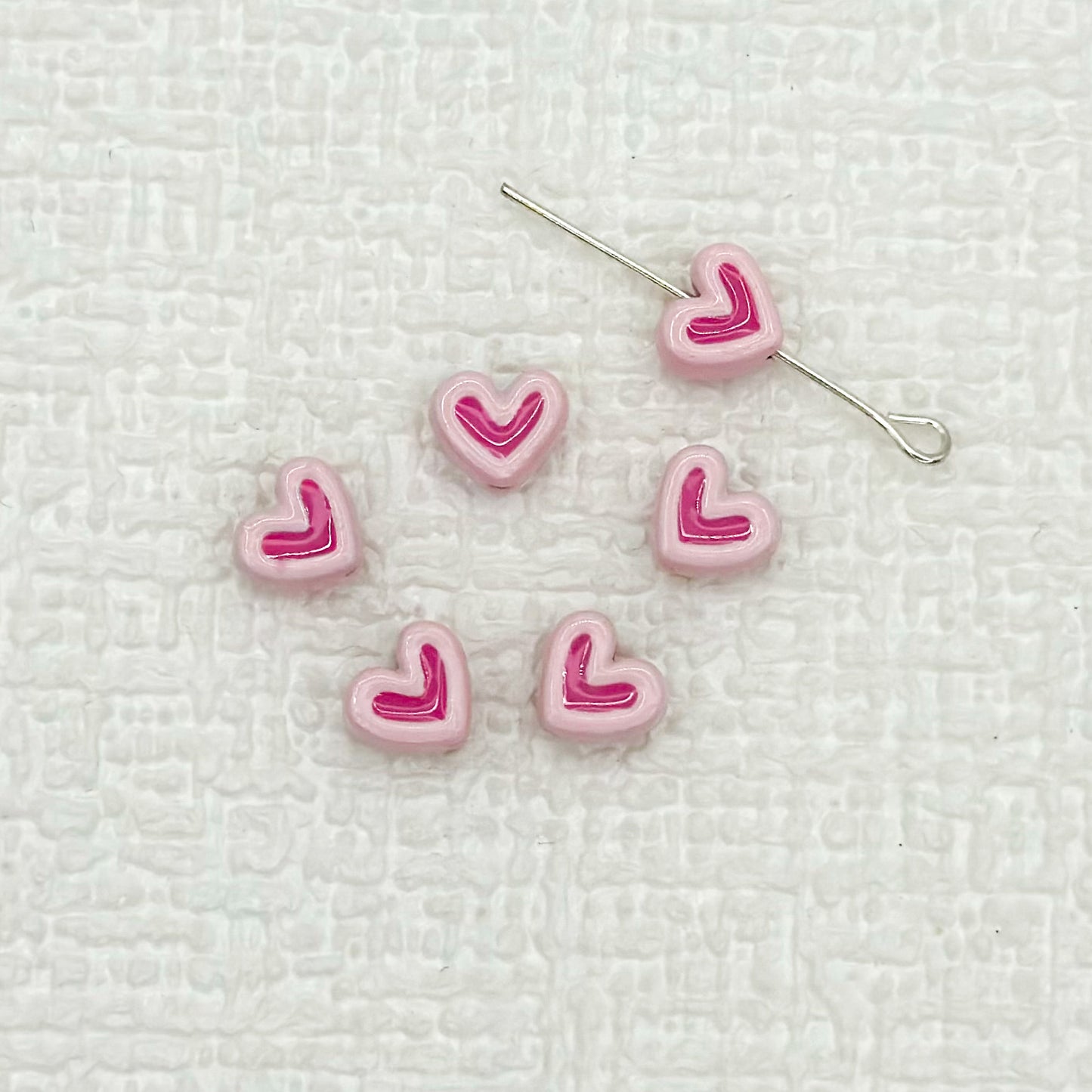 Heart Metal Beads 8mm Two-Tone Enamel Baked Finish 20pcs 14