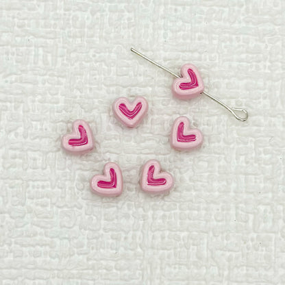 Heart Metal Beads 8mm Two-Tone Enamel Baked Finish 20pcs 14
