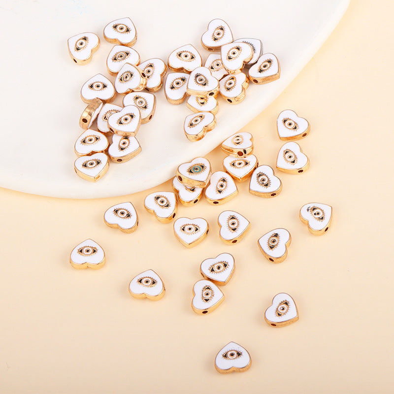 Irregular Shaped Metal Beads Double-Sided Enamel Evil Eye 20pcs 48