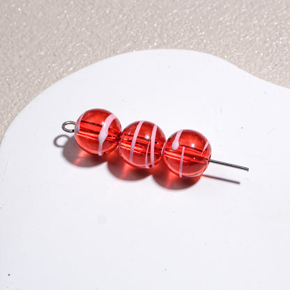 Clear Round Acrylic Beads 10mm Candy Swirl Pattern 100pcs 14