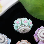 Flower Clay Beads 21mm Pastel Pearl Rhinestone Barrel 10pcs 3