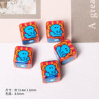 Cheerful Cartoon Animal Printed Acrylic Square Beads 13mm 20pcs 2