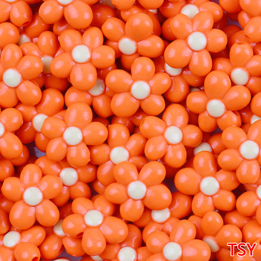 Glow In The Dark Five-Petal Flower Acrylic Beads 21mm Bicolor 10pcs 10