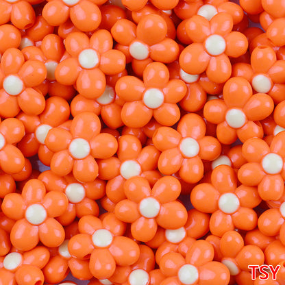Glow In The Dark Five-Petal Flower Acrylic Beads 21mm Bicolor 10pcs 10