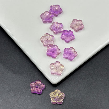 Czech Glass Beads Petals Pentagonal Plum Blossom 14mm Sky Blue 100pcs 2
