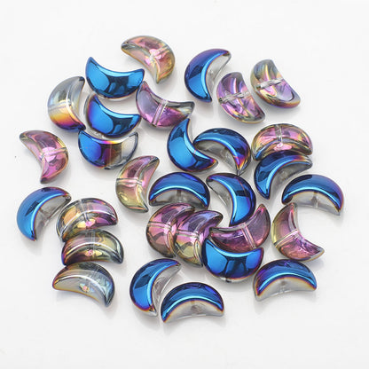 Moon Plated Transparent Crescent Glass Beads 9mm 14mm 30pcs 14