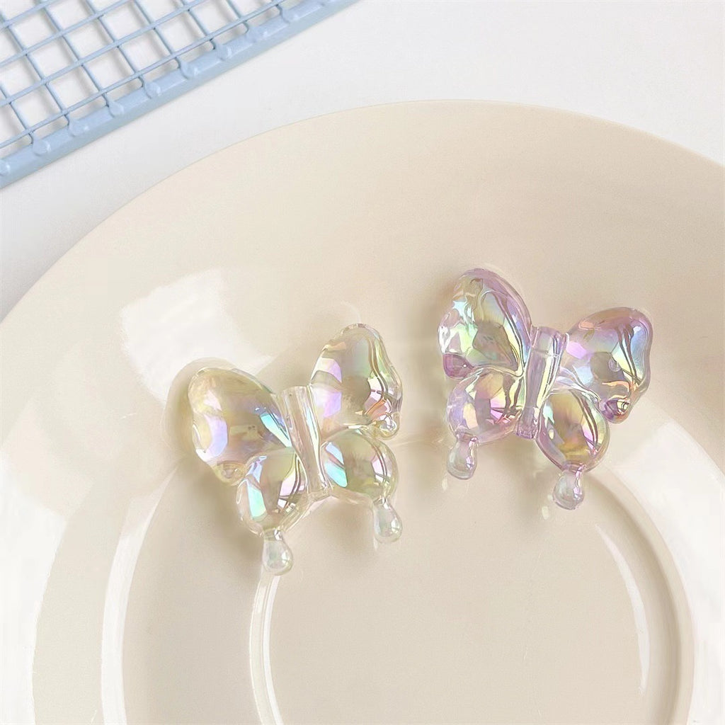 Transparent Plating Butterfly Acrylic Beads 29mm 50pcs 2