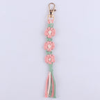 Handmade Woven Flower Keychain Cotton Polyester Gold Clasp 4