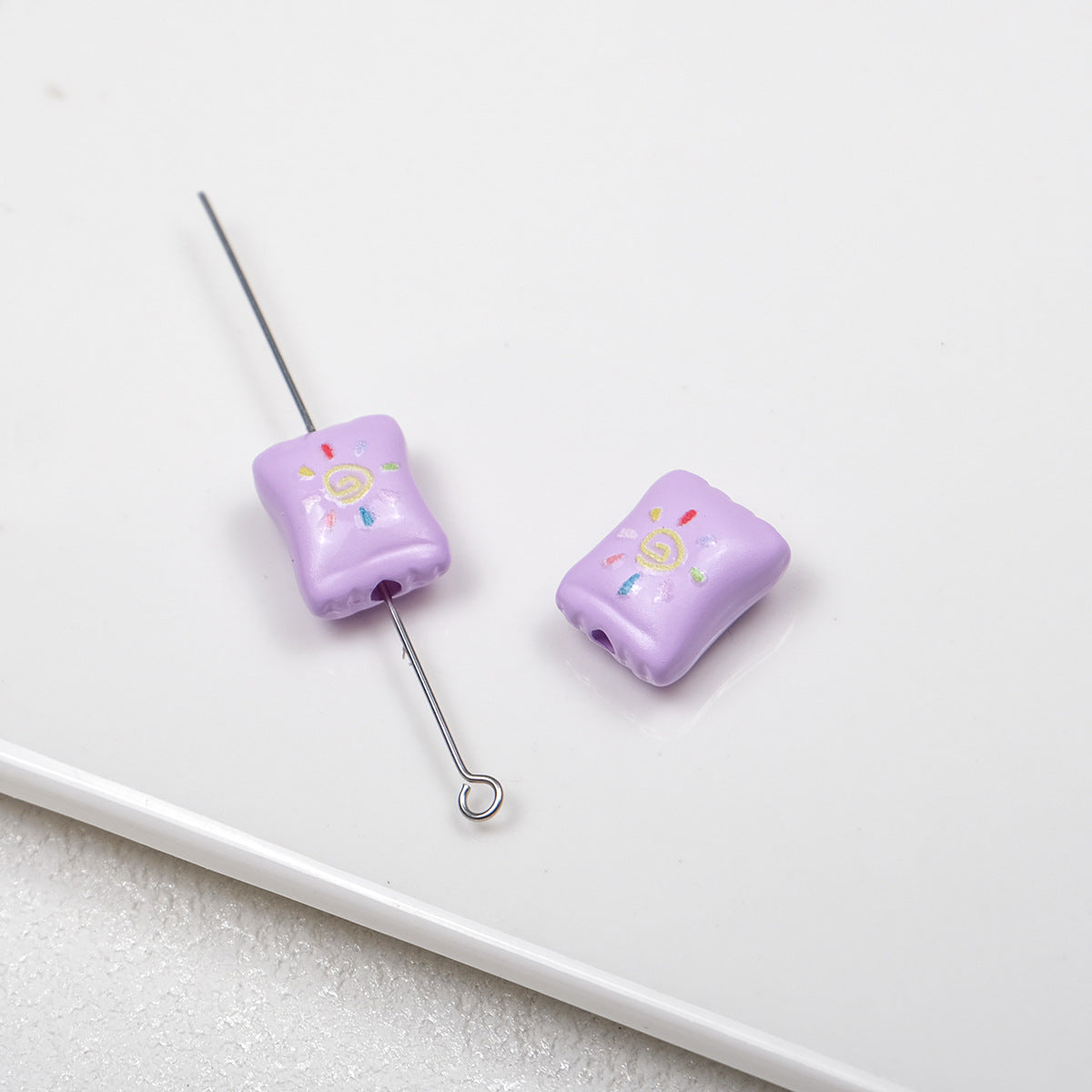Sun Pattern Square Acrylic Beads 14mm Colorful Candy Bag 20pcs 17