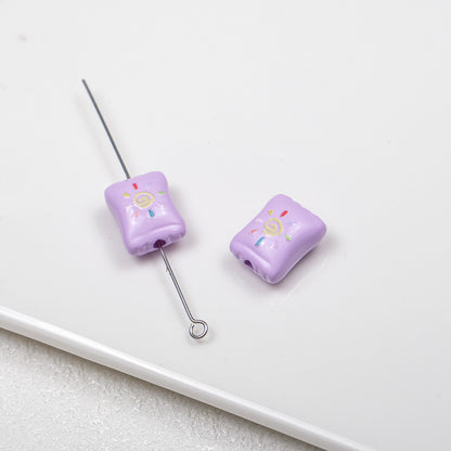 Sun Pattern Square Acrylic Beads 14mm Colorful Candy Bag 20pcs 17