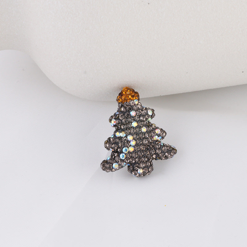Polymer Clay Christmas Tree Rhinestone Beads 27mm Pre-Lit 2pcs 13