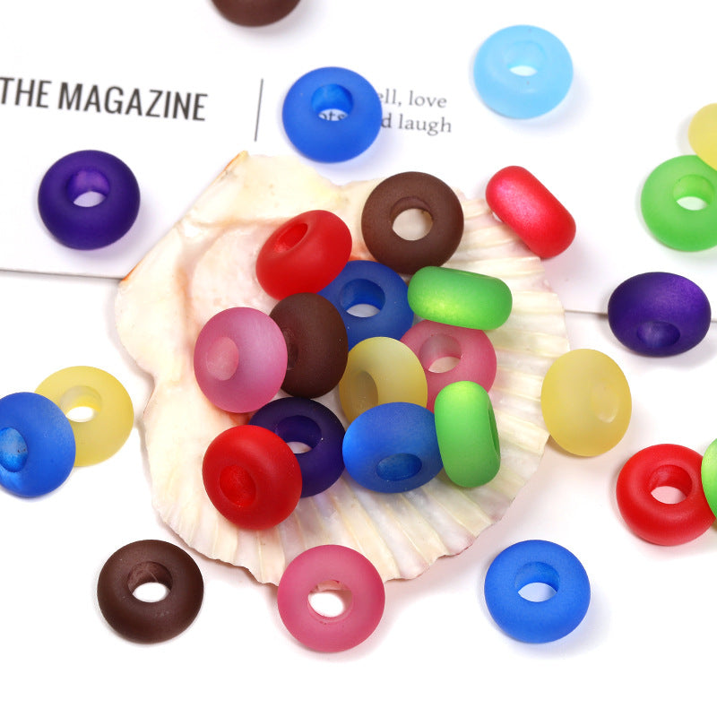 Acrylic Donut Spacer Beads 14mm Matte Imitation Opal 50pcs