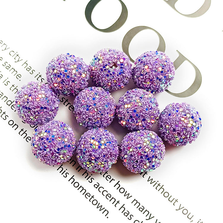 Glitter Bubblegum Beads 16mm Colorful Iridescent Sparkle 1pc 15