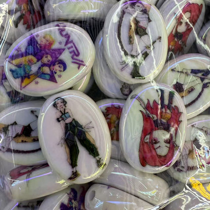 Plating Flat Heart Acrylic Beads Glossy Demon Hunters 50pcs 3