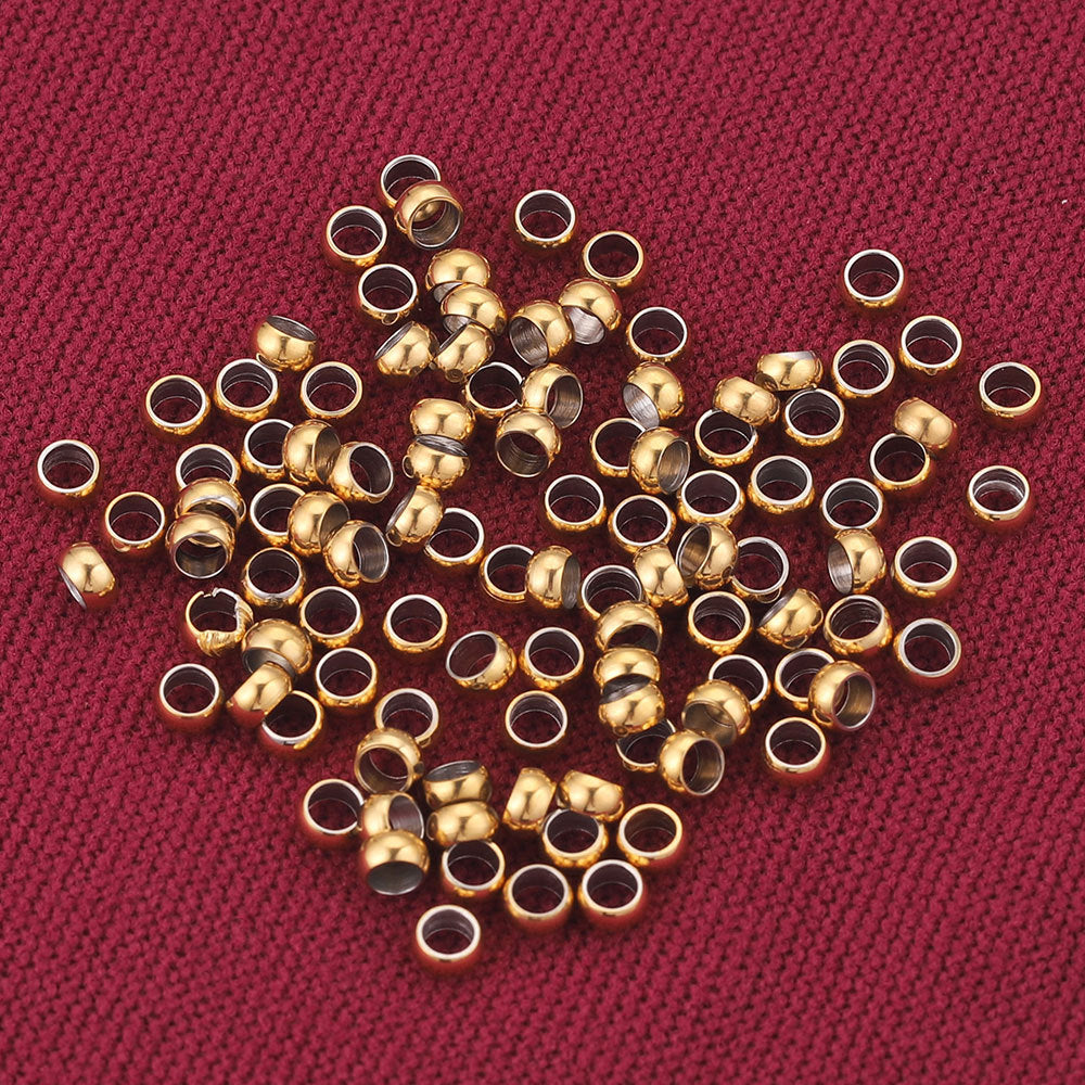 Stainless Steel Flat Crimp Metal Beads 1.5-4mm Mixed Sizes 100pcs 2