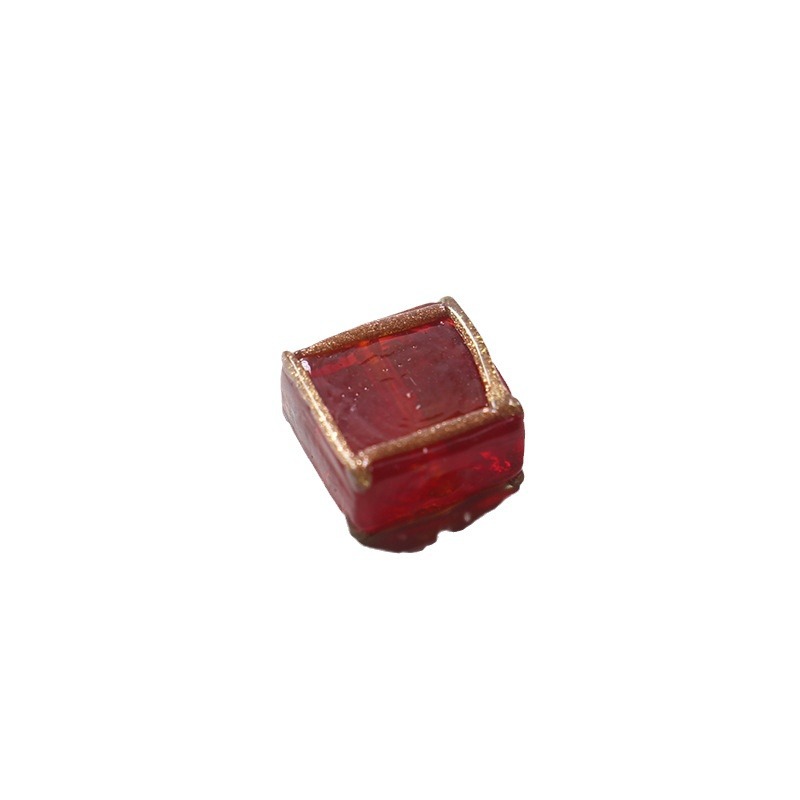 Lampwork Glass Beads Square 12mm Transparent Filigree 20pcs 5