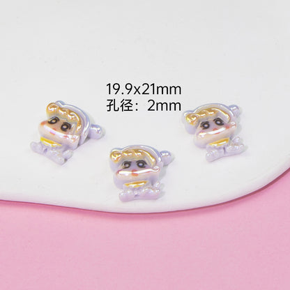 Plating Resin Beads Cartoon Character Glossy Pastel Colors 10pcs 7