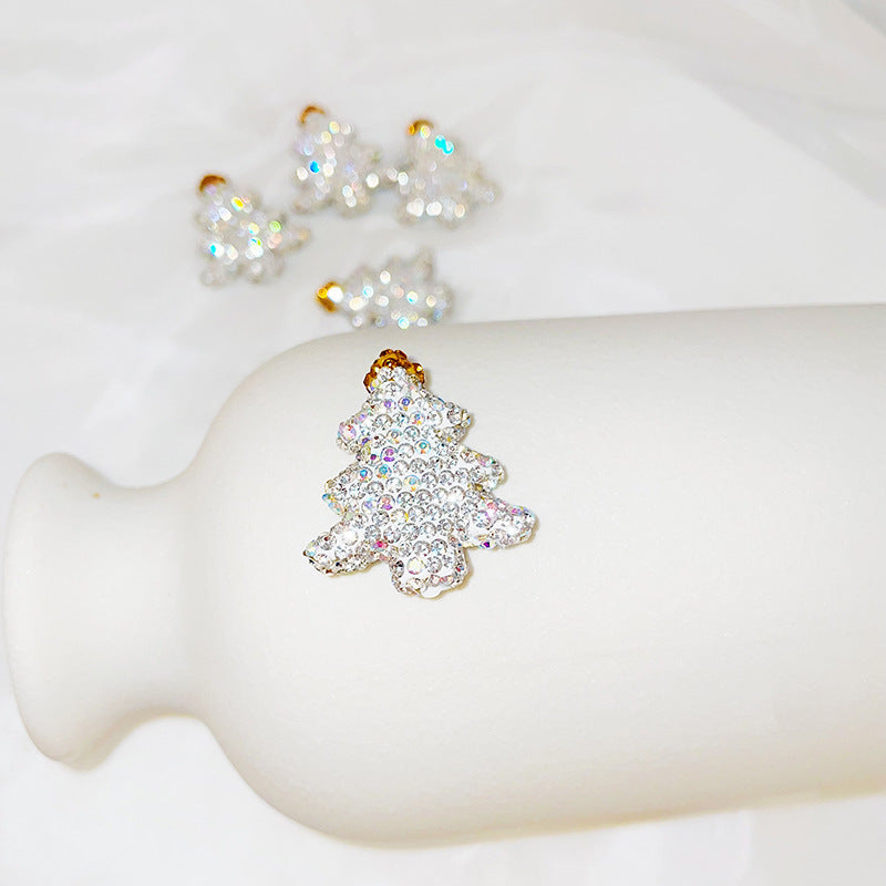 Polymer Clay Christmas Tree Rhinestone Beads 27mm Pre-Lit 2pcs 4