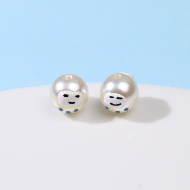 Hand Painted Acrylic Beads 12mm Enamel Cartoon Motifs 10pcs 13