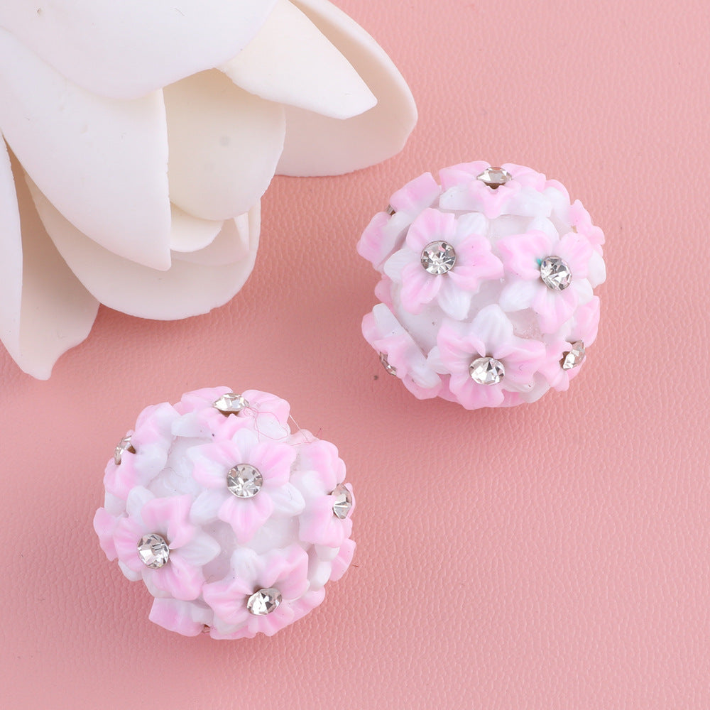 Embellished Bubblegum Beads 22mm Gradient Six Petal Flower Cluster 5pcs 7
