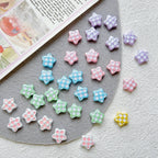Star Metal Beads 12mm Baking Painted Plaid Pattern 10pcs 3