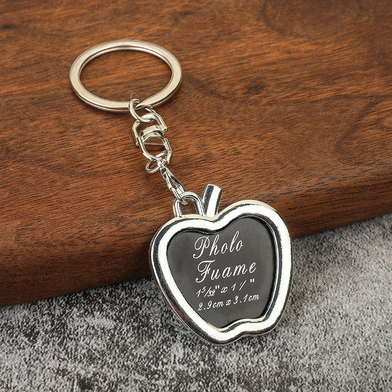 Photo Frame Couple Keychain Zinc Alloy Polished Silver Modern Square 4