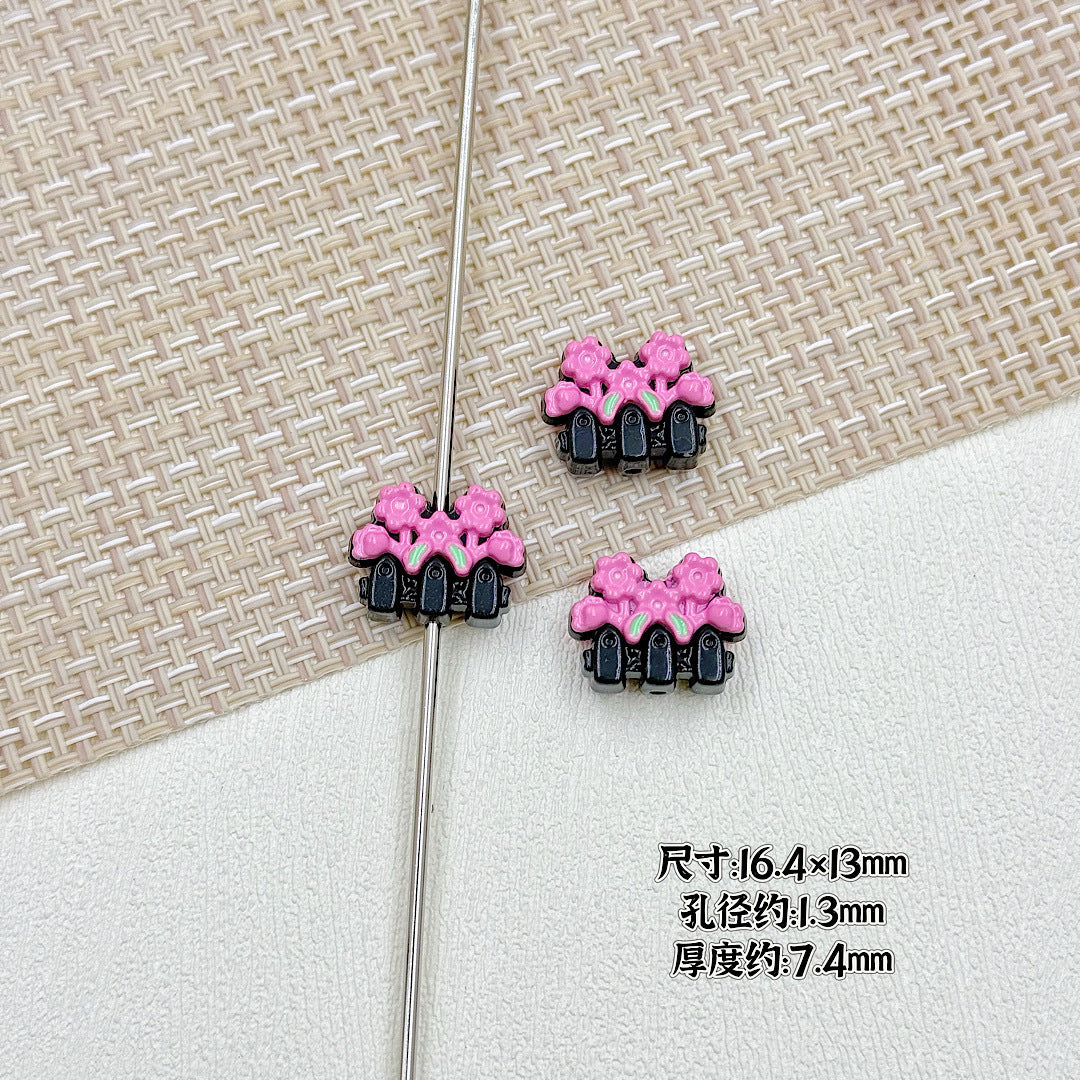 Flower Butterfly Metal Beads 16-20mm Baking Painted Glossy Finish 10pcs 12
