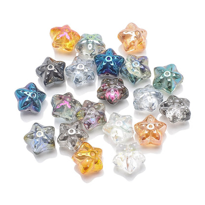 Electroplated Star Glass Beads 18mm Imitation Lunar Pit Texture 10pcs 5