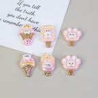 Bear Ice Cream Series Resin Beads Glossy Pastel Pink 20pcs 6