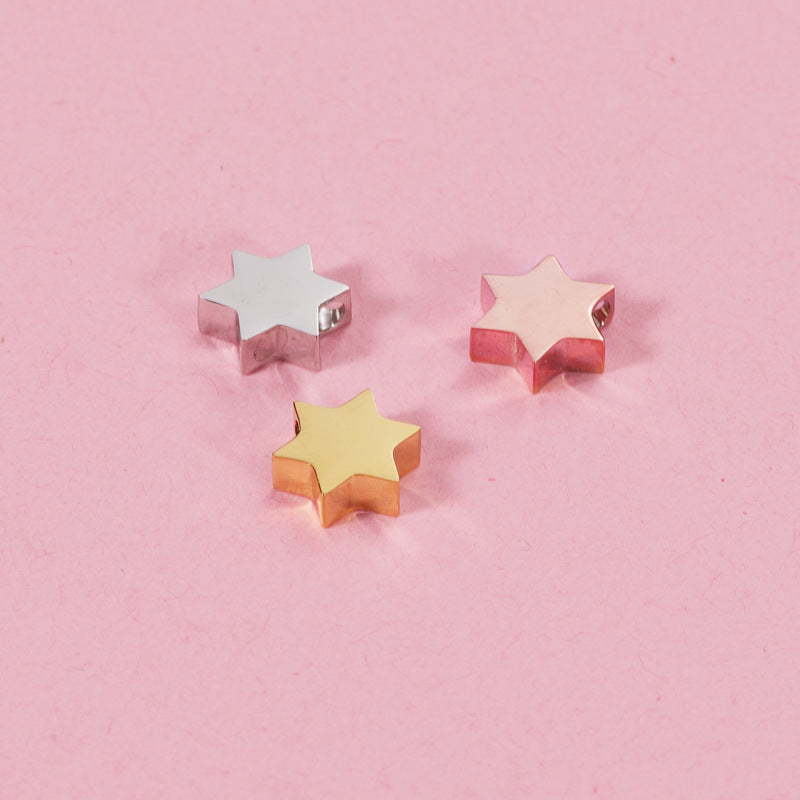 Stainless Steel Star Metal Beads 8mm Polished Color Retaining 10pcs