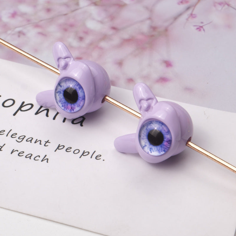 Baking Painted One-Eyed Monster Acrylic Beads 16mm Colorful Glossy 50pcs 5