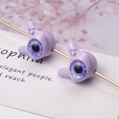 Baking Painted One-Eyed Monster Acrylic Beads 16mm Colorful Glossy 50pcs 5