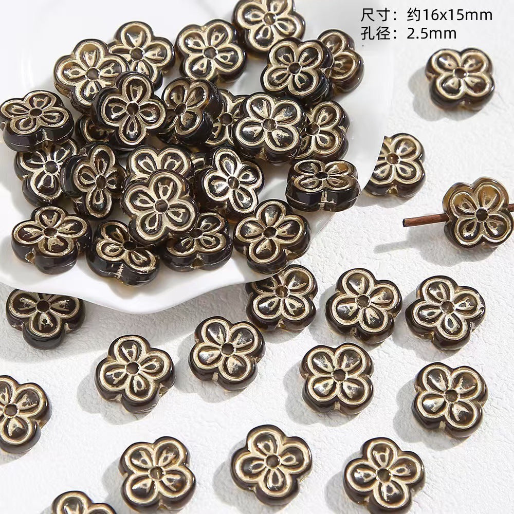 Vintage Imitation Jade Acrylic Beads Opaque Smooth Green 30pcs 11