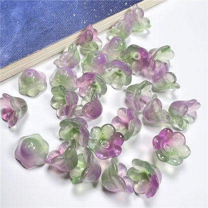 Wind Chime Flower Glass Beads 12mm Transparent Pink 50pcs 16
