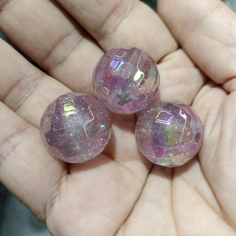 Plated Bubblegum Beads 20mm UV Faceted Glitter Disco 50pcs 4