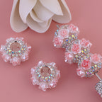3D Rose Wrapped Rhinestone Beads 22mm Resin Floral Design 10pcs 6