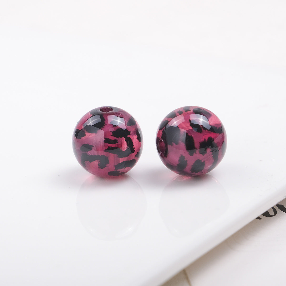 Transparent Leopard Print Acrylic Beads 16mm Colorful Glossy 50pcs 3