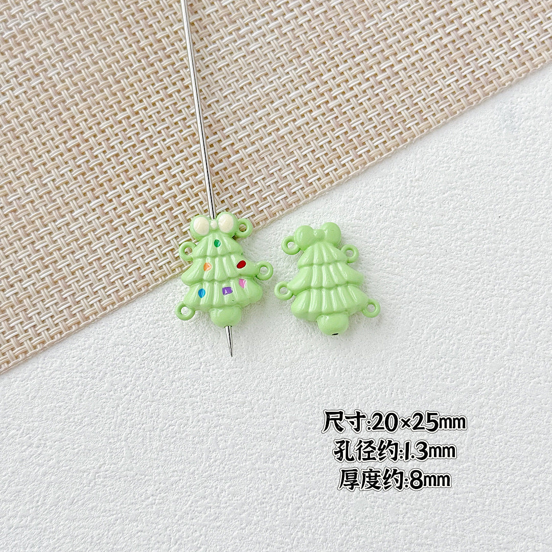 Baking Painted Christmas Tree and Bells Metal Beads 20pcs Festive Colors 31