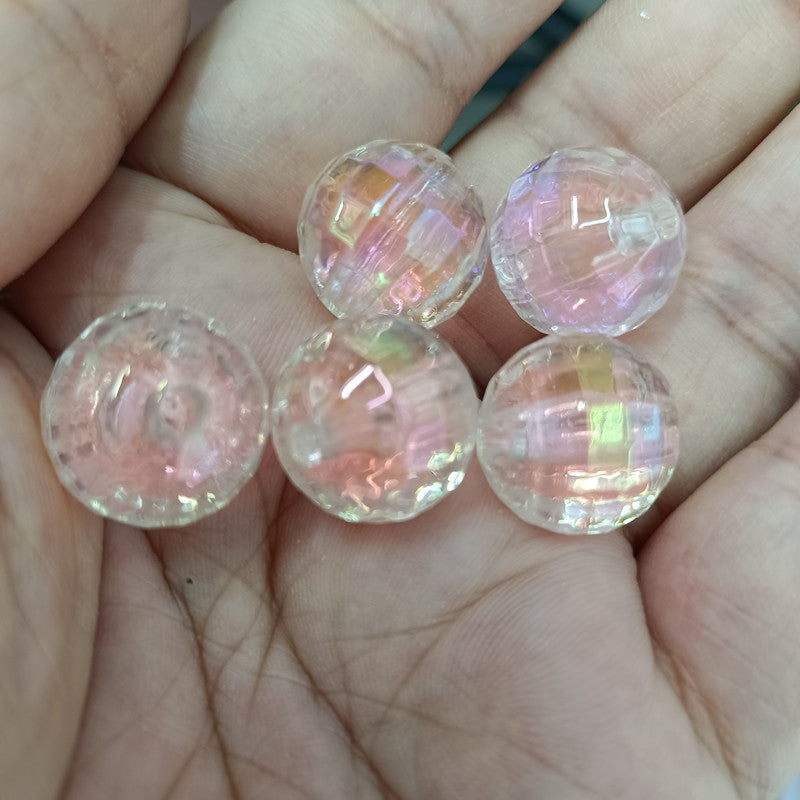 Plating Faceted Acrylic Beads 16mm Iridescent Mixed Colors 100pcs 10