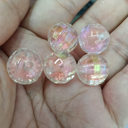 Plating Faceted Acrylic Beads 16mm Iridescent Mixed Colors 100pcs 10