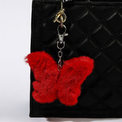 Plush Butterfly Keychain Soft Faux Fur Vibrant Colors Zinc Alloy 3